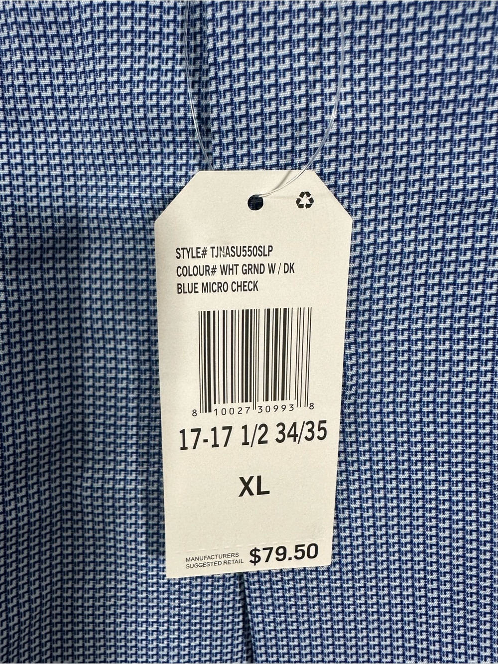 NWT Nautica Sz XL Performance Super Shirt Micro Blue Check Button Down Mens - Picture 3 of 13